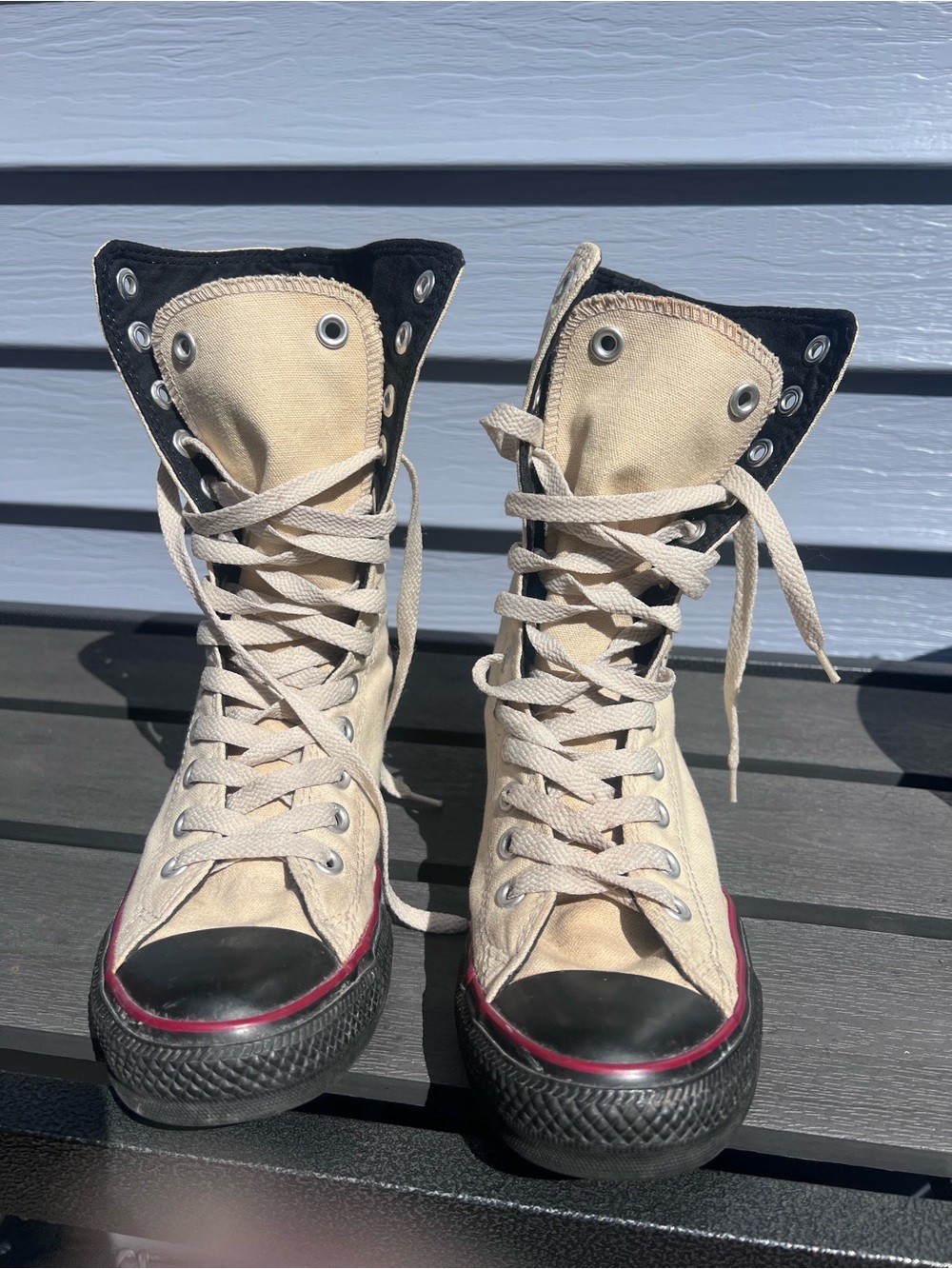 Converse Cream Canvas SailorJerry Pin-Up Artwork All Star High-Top Sneakers - Picture 6 of 13